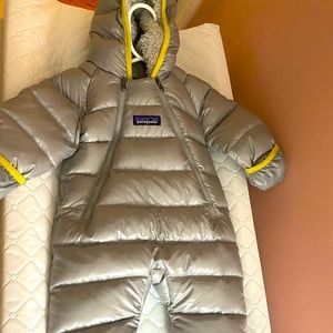 Silver Patagonia infant bunting suit
